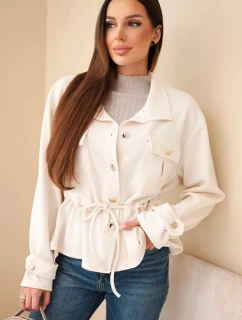 Dámska maslová mikina so šnúrkou a vreckami béžová