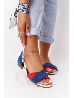 Skórzane Sandały Maciejka 04614-17 Granatowo-Czerwone