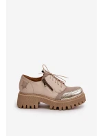 Półbuty Damskie Ze Skóry Naturalnej Beżowe Maciejka 06177-04