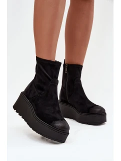 Botki Damskie Na Platformie Ocieplane Vinceza 58596 Czarne