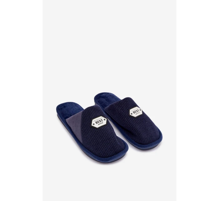 Pánské pantofle s nášivkou tmavě modré model 21793933 - Boto