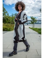 Dámsky dlhý sveter F1498 Čiernobiely mix - Fobya