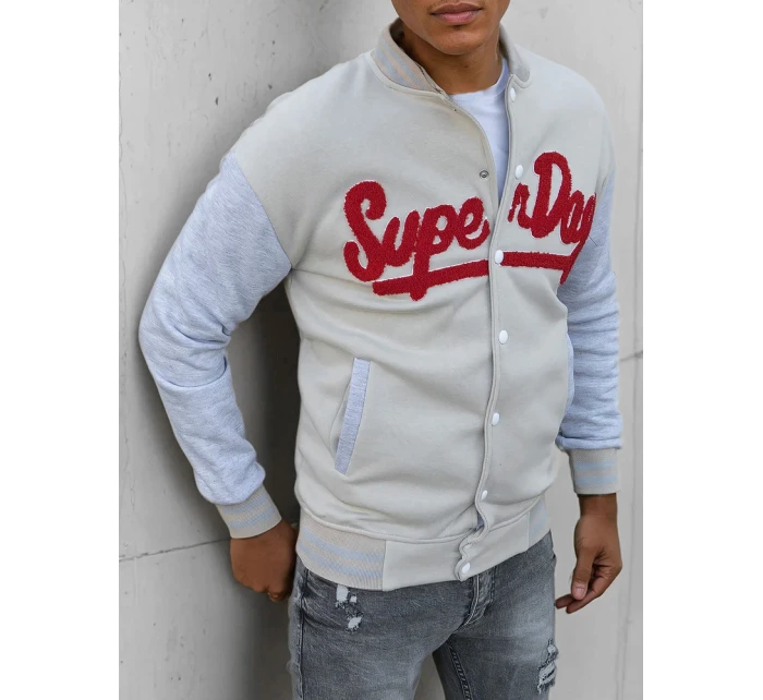 Pánska mikina na zips v ecru farbe FashionStreet BX5445