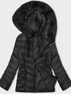 Krátká černá zimní bunda s kapucí model 21246217 - J.STYLE