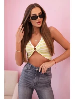 Dámsky bavlnený top s výstrihom a zlatým akcentom Zelená