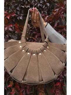 Kabelka z přírodního semiše béžová Tialine