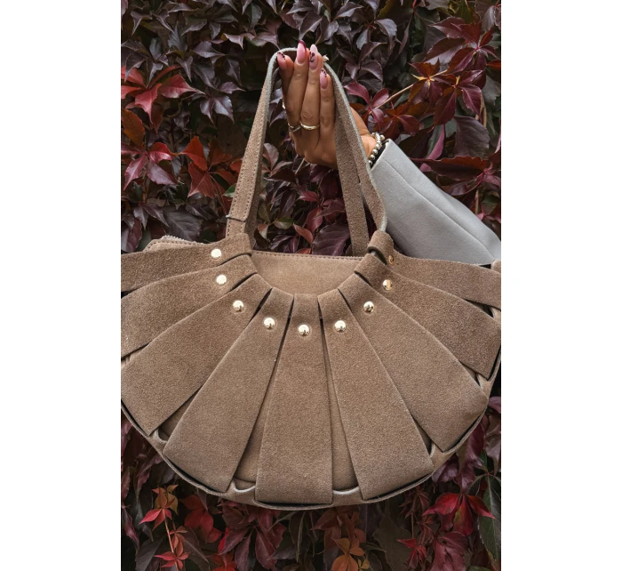 Kabelka z přírodního semiše béžová Tialine