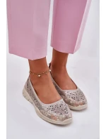 Dámské kožené perforované baleríny Leaneila – zlaté