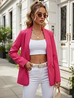 Dámske elegantné sako bez gombíkov fuchsiová FashionStreet PY0149