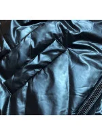 Tmavomodrá krátka lesklá dámska bunda (W586-1) Tmavomodrá krátka lesklá dámska bunda (W586-1)