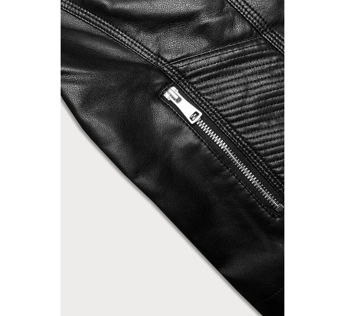 Čierna dámska bunda ramoneska so stojačikom J Style (11Z8111)