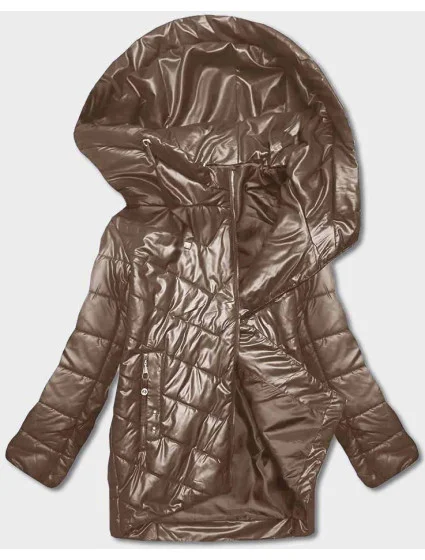 Tmavě béžová dámská bunda s asymetrickým zipem model 19422325 - S'WEST Tmavě béžová dámská bunda s asymetrickým zipem model 19422325 - S'WEST