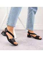 Dámské kožené sandály s pásky černé model 22050364 - Rieker