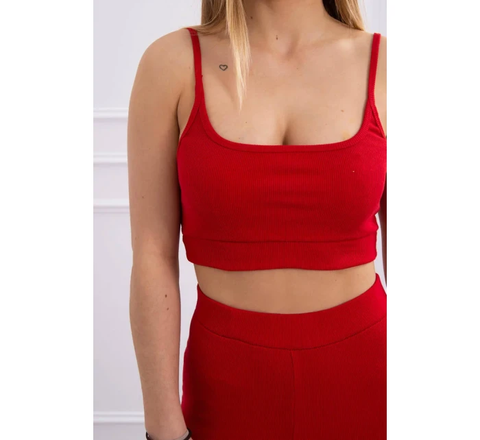 Súprava s blúzkou s rebrovaním červená Súprava s blúzkou s rebrovaním červená