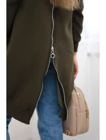 Zateplená mikina so zipsom na chrbte vo farbe khaki Zateplená mikina so zipsom na chrbte vo farbe khaki