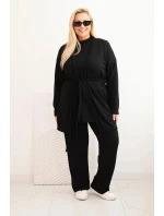 Dámsky 3-dielny čierny set Plus Size