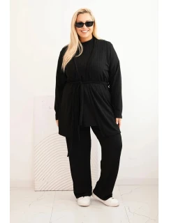 Dámsky 3-dielny čierny set Plus Size