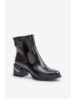 Lakované Boty Na Podpatku Zateplené Černé model 21671864 - S.Barski