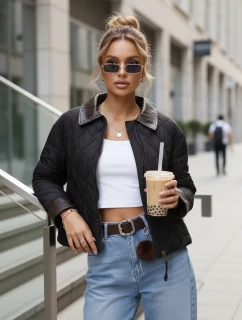 Dámska prechodná prešívaná bunda čierna FashionStreet TY5622