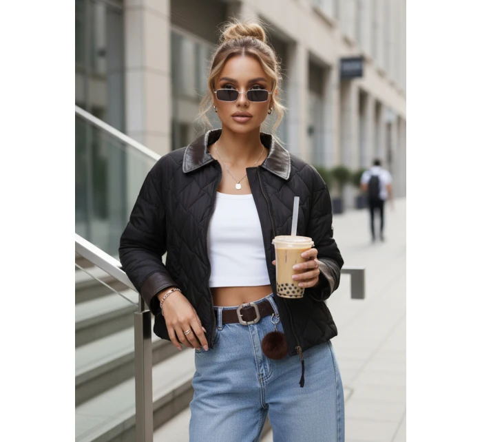 Kurtka przejściowa damska pikowana czarna model 22025111 - FashionStreet