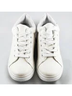 Bielo-béžové športové topánky so skrytým klinom (666-16)