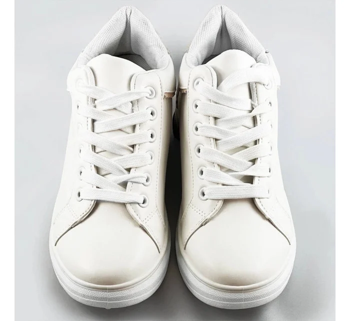 Bielo-béžové športové topánky so skrytým klinom (666-16)