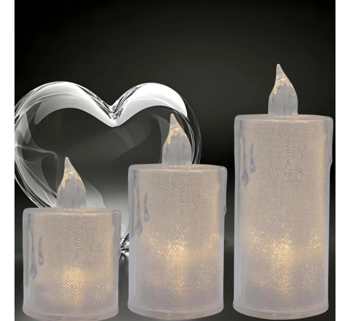 SADA 3 DEKORATÍVNYCH LED SVIEČOK TEPLÁ BIELA