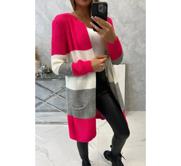 Pruhovaný sveter malinová + ružová