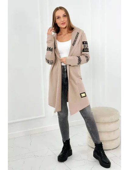 model 18980837 s nápisem tmavě béžová - K-Fashion model 18980837 s nápisem tmavě béžová - K-Fashion