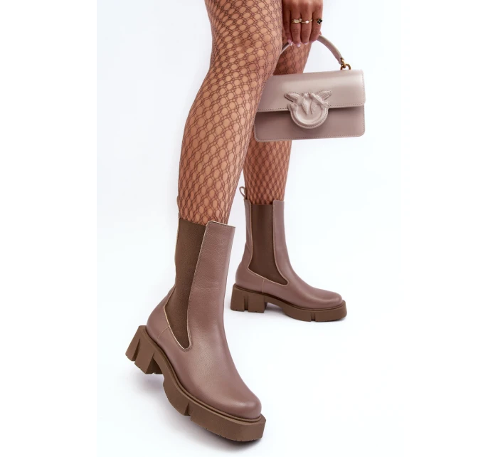 Damskie Botki Sztyblety 2693/230 Laura Messi Brązowe