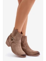 Zazoo 60477 Zamszowe Ocieplane Botki Na Obcasie Beżowe