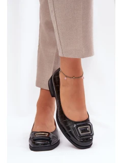 Skórzane Baleriny Z Ozdobą D&A MK51-059 Czarne