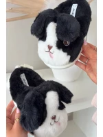 Dětské chlupaté pantofle pejskové černé Farnise