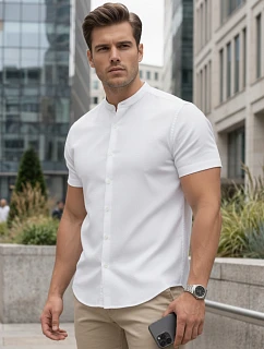 Pánska košeľa s golierom, strih slim fit, biela, FashionStreet KX1093