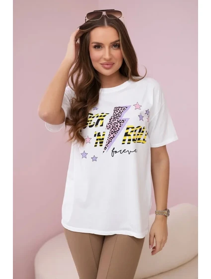 Blúzka z trenej bavlny Rock n roll white