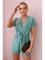 Krátký overal model 19780113 v pase tmavá máta - K-Fashion