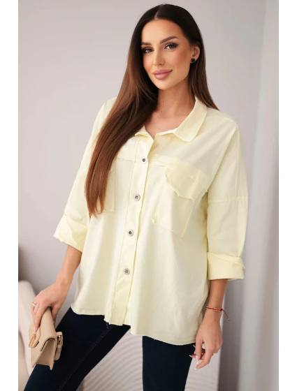 Dámská bavlněná košile s kapsami žlutá