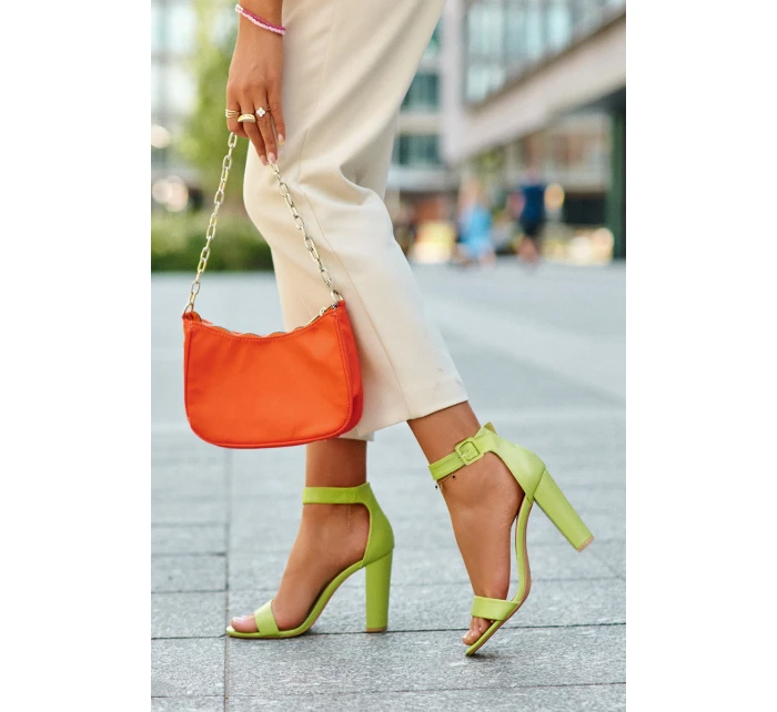 Sandałki Na Obcasie Neonowa Zieleń Georgina