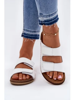 Skórzane Klapki Damskie Inblu AA0005GU Białe