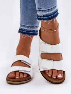 Skórzane Klapki Damskie Inblu AA0005GU Białe