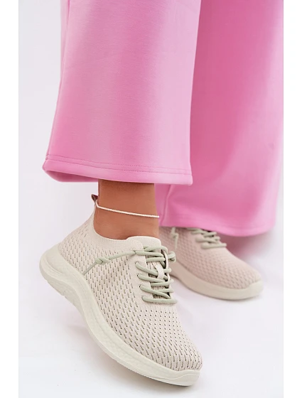 Materiálové Dámské Sportovní Boty Béžové model 22031712 - Boto Materiálové Dámské Sportovní Boty Béžové model 22031712 - Boto