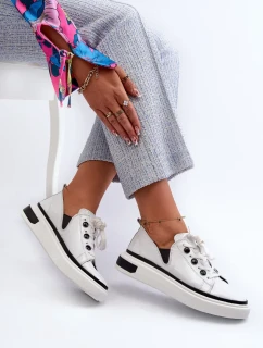 D&A Biele lakované dámske tenisky