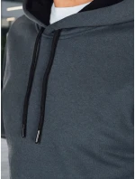 Pánska základná mikina s kapucňou tmavosivá FashionStreet BX5863