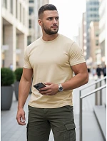 Pánske klasické béžové tričko FashionStreet RX5676