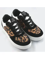 Čierne dámske tenisky sneakers s panterím vzorom (6363)