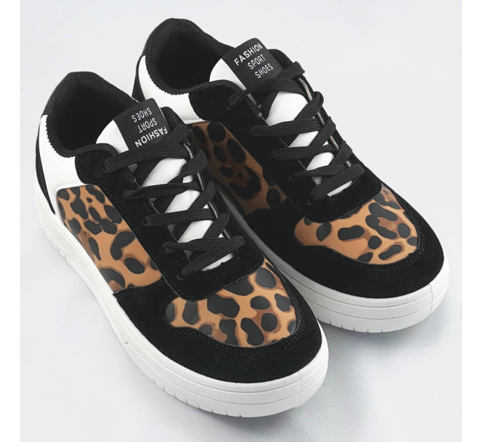 Čierne dámske tenisky sneakers s panterím vzorom (6363)