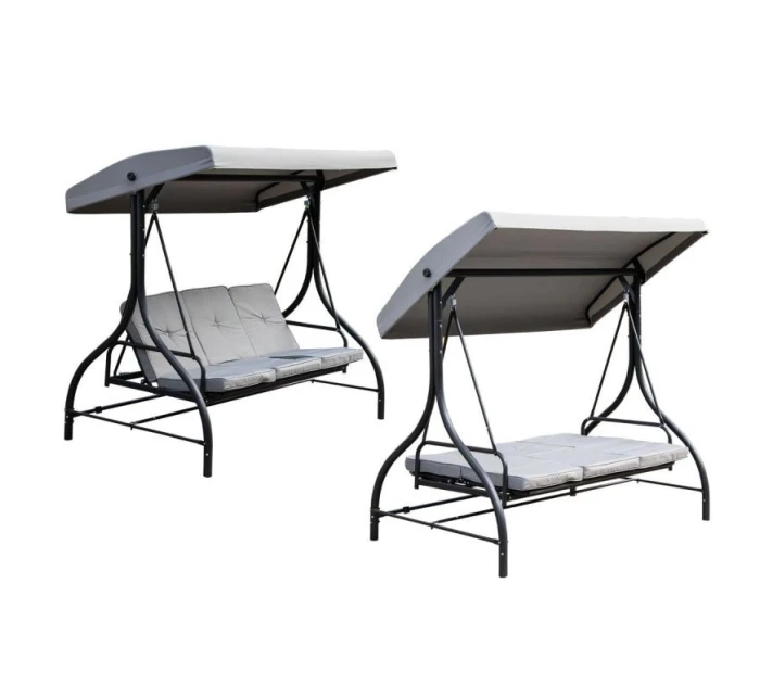 ZÁHRADNÁ A BALKÓNOVÁ HOJDAČKA NINA 3-MIESTNA SIVÁ