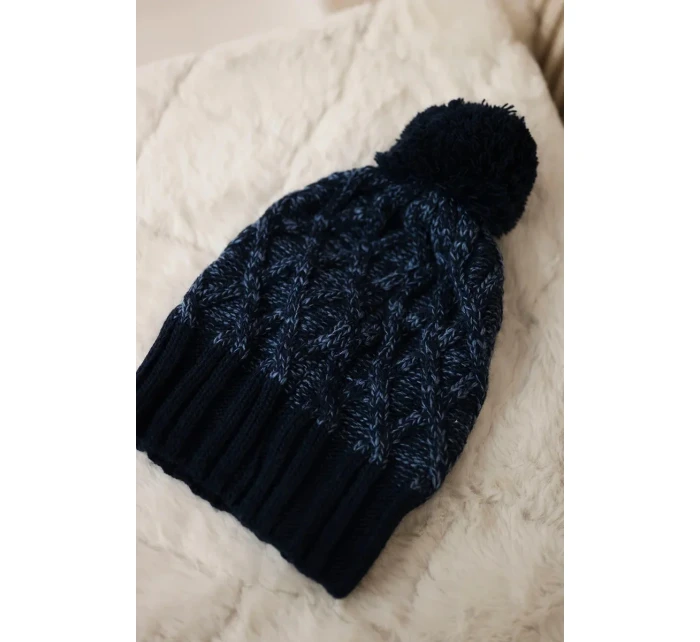 Milano fleecová čiapka K203 navy blue melange+green Milano fleecová čiapka K203 navy blue melange+green