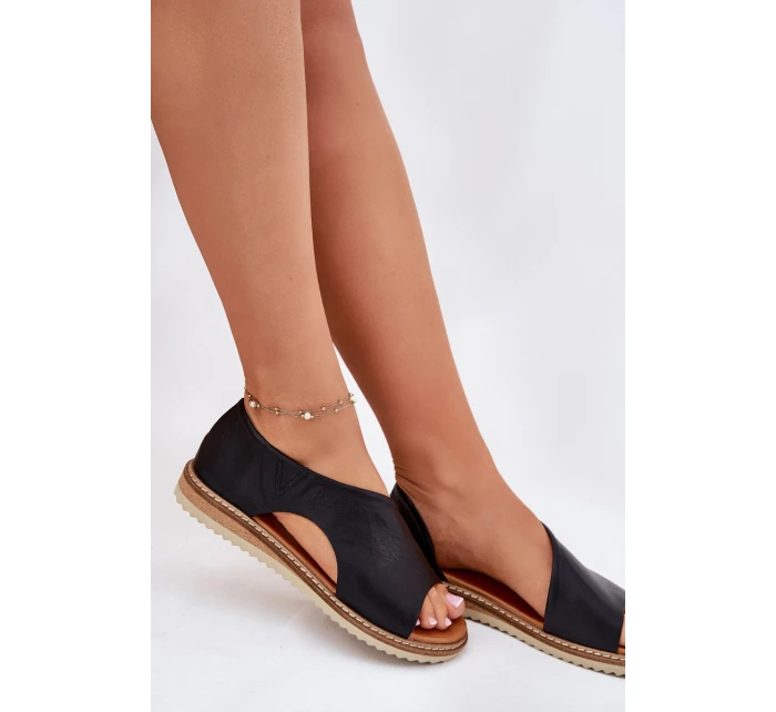 Kožené dámské sandály model 21698416 černé - Artiker