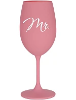 MR. - růžová sklenice na víno 350 ml